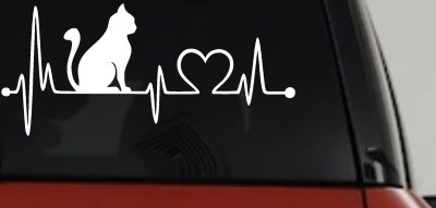Cat Heartbeat Lifeline Heart Love Car or Truck Window Vinyl Decal Sticker
