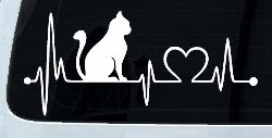 Cat Heartbeat Lifeline Heart Love Car or Truck Window Decal Sticker