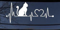Cat Heartbeat Lifeline Heart Love Car or Truck Window Decal Sticker