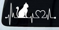 Cat Heartbeat Lifeline Heart Love Car or Truck Window Decal Sticker