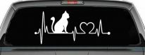 Cat Heartbeat Lifeline Heart Love Car or Truck Window Decal Sticker