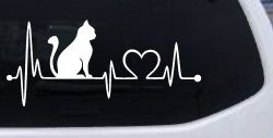 Cat Heartbeat Lifeline Heart Love Car or Truck Window Decal Sticker