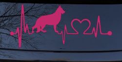 German Shepherd Love Dog Heart Heartbeat Monitor Car or Truck Window Decal Sticker (Hot Pink)