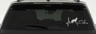 German Shepherd Love Dog Heart Heartbeat Monitor Car or Truck Window Decal Sticker (Light Gray)