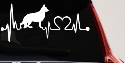 German Shepherd Love Dog Heart Heartbeat Monitor Car or Truck Window Vinyl Decal Sticker
