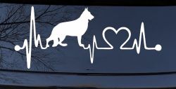 German Shepherd Love Dog Heart Heartbeat Monitor Car or Truck Window Decal Sticker