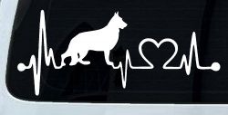 German Shepherd Love Dog Heart Heartbeat Monitor Car or Truck Window Decal Sticker
