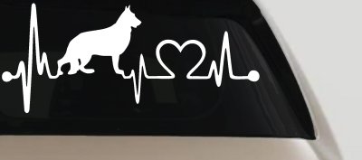 German Shepherd Love Dog Heart Heartbeat Monitor Car or Truck Window Vinyl Decal Sticker