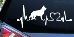 German Shepherd Love Dog Heart Heartbeat Monitor Car or Truck Window Decal Sticker