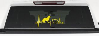 German Shepherd Love Dog Heart Heartbeat Monitor Car or Truck Window Decal Sticker (Yellow)