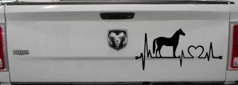 Horse Heart Heartbeat Lifeline Love Car or Truck Window Vinyl Decal Sticker (Black)