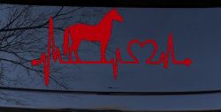 Horse Heart Heartbeat Lifeline Love Car or Truck Window Vinyl Decal Sticker (Red)