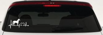 Horse Heart Heartbeat Lifeline Love Car or Truck Window Decal Sticker (White)