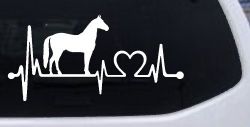 Horse Heart Heartbeat Lifeline Love Car or Truck Window Decal Sticker