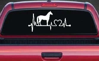 Horse Heart Heartbeat Lifeline Love Car or Truck Window Decal Sticker