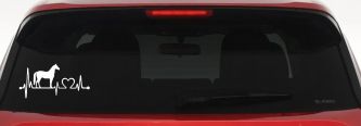 Horse Heart Heartbeat Lifeline Love Car or Truck Window Decal Sticker (White)
