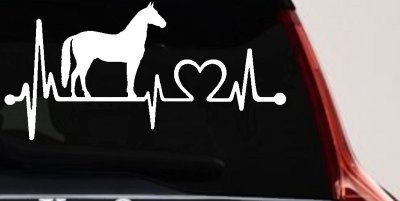 Horse Heart Heartbeat Lifeline Love Car or Truck Window Vinyl Decal Sticker
