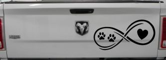 Infinity Paws Heart Dog or Cat Love Car or Truck Window Decal Sticker (Black)