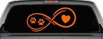 Infinity Paws Heart Dog or Cat Love Car or Truck Window Decal Sticker (Orange)