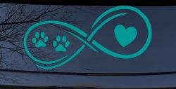 Infinity Paws Heart Dog or Cat Love Car or Truck Window Vinyl Decal Sticker (Turquoise)