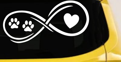 Infinity Paws Heart Dog or Cat Love Car or Truck Window Vinyl Decal Sticker (White)