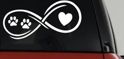 Infinity Paws Heart Dog or Cat Love Car or Truck Window Vinyl Decal Sticker