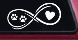 Infinity Paws Heart Dog or Cat Love Car or Truck Window Decal Sticker