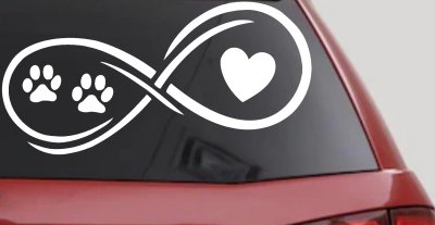 Infinity Paws Heart Dog or Cat Love Car or Truck Window Vinyl Decal Sticker