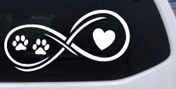 Infinity Paws Heart Dog or Cat Love Car or Truck Window Decal Sticker