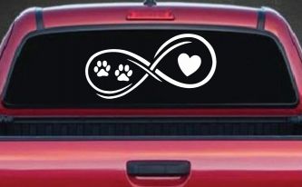 Infinity Paws Heart Dog or Cat Love Car or Truck Window Decal Sticker