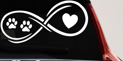 Infinity Paws Heart Dog or Cat Love Car or Truck Window Vinyl Decal Sticker