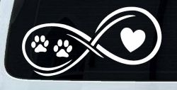 Infinity Paws Heart Dog or Cat Love Car or Truck Window Decal Sticker