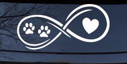 Infinity Paws Heart Dog or Cat Love Car or Truck Window Decal Sticker