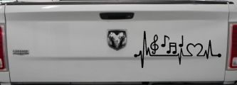 Music Notes Heartbeat Lifeline Monitor Love Music Car or Truck Window Vinyl Decal Sticker (Black)