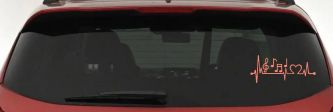 Music Notes Heartbeat Lifeline Monitor Love Music Car or Truck Window Decal Sticker (Coral)