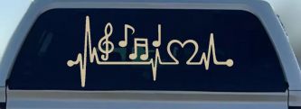 Music Notes Heartbeat Lifeline Monitor Love Music Car or Truck Window Vinyl Decal Sticker (Desert Sand)