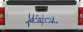 Music Notes Heartbeat Lifeline Monitor Love Music Car or Truck Window Vinyl Decal Sticker (Navy)