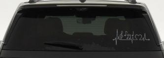 Music Notes Heartbeat Lifeline Monitor Love Music Car or Truck Window Decal Sticker (Silver)