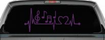 Music Notes Heartbeat Lifeline Monitor Love Music Car or Truck Window Decal Sticker (Violet)