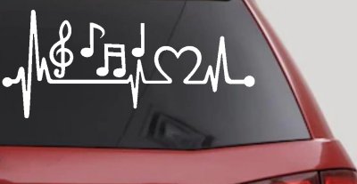 Music Notes Heartbeat Lifeline Monitor Love Music Car or Truck Window Vinyl Decal Sticker
