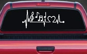 Music Notes Heartbeat Lifeline Monitor Love Music Car or Truck Window Decal Sticker