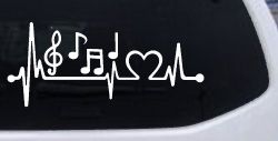 Music Notes Heartbeat Lifeline Monitor Love Music Car or Truck Window Decal Sticker
