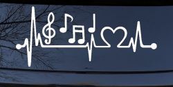 Music Notes Heartbeat Lifeline Monitor Love Music Car or Truck Window Decal Sticker
