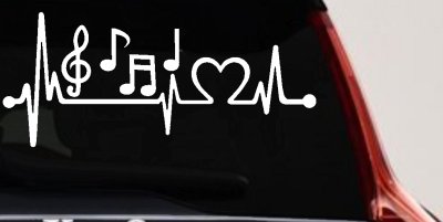 Music Notes Heartbeat Lifeline Monitor Love Music Car or Truck Window Vinyl Decal Sticker