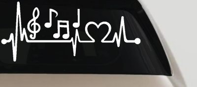 Music Notes Heartbeat Lifeline Monitor Love Music Car or Truck Window Vinyl Decal Sticker