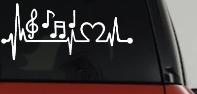 Music Notes Heartbeat Lifeline Monitor Love Music Car or Truck Window Vinyl Decal Sticker