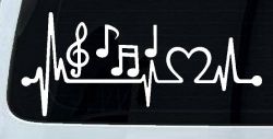 Music Notes Heartbeat Lifeline Monitor Love Music Car or Truck Window Decal Sticker