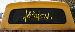 Music Notes Heartbeat Lifeline Monitor Love Music Car or Truck Window Decal Sticker (Yellow)