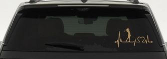 Lady Golfer Ladies Golf Heartbeat Lifeline Sports Car or Truck Window Decal Sticker (Light Brown)