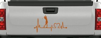Lady Golfer Ladies Golf Heartbeat Lifeline Sports Car or Truck Window Vinyl Decal Sticker (Nut Brown)